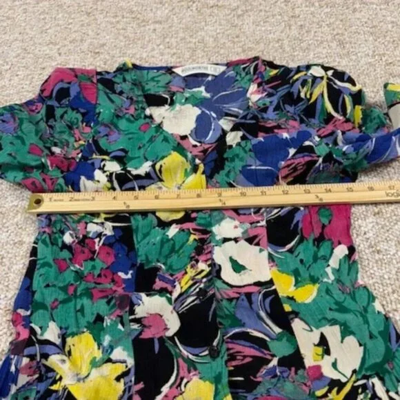Vintage Women’s Floral Dress Size 12 Artsy Flower Colorful Hippie 80's - Picture 6 of 10